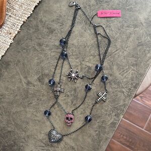 Betsey Johnson Black Multi-Layer Necklace